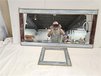 Stained Glass Mirror 39 x 19 1/2" See Pic & Frame