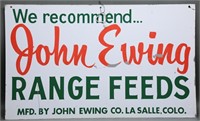 Vintage John Ewing Range Feed Galvanized Sign