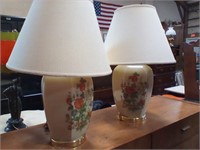 Pair floral lamps with shades