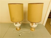 2 Vintage Side Table Lamps - 22" high