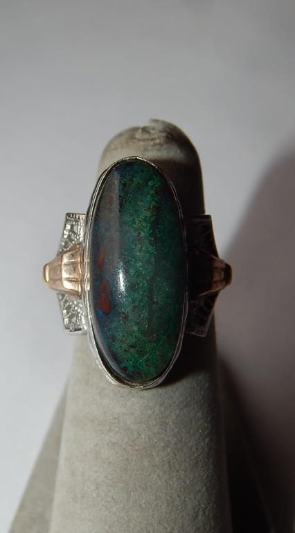 Sterling & 10KGF Jasper Ring Clark & Coombs 6.36g