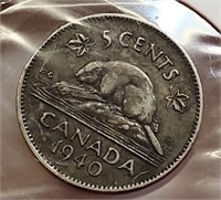 1940 Canadian 5 cent coin
