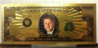 24k gold-plated banknote Bill Clinton
