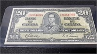 1937 Canadian 20 Dollar Bill