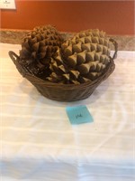 Pinecones in wicker basket, #108