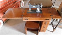 White Rotary Sewing Machine In Cabinet
