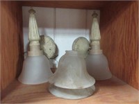 2 Wall Sconce Lamps w/Extra Glass Shades