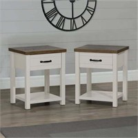 Lancaster Oak Top Nightstand Set of 2, Ivory