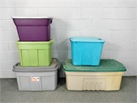 5x The Bid Plastic Storage Totes