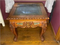 Glass Top Carved Table