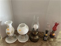 Vintage electrified and oil lamps