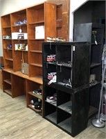 Large Wood Shelving Unit with Pair of