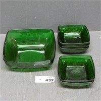 Forest Green Glass Berry Set
