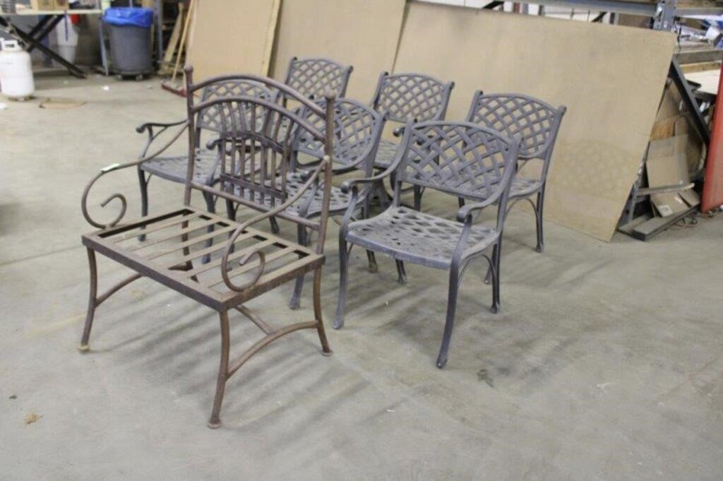 (4) Cast Iron Chairs,(2) Swivel Cast Iron Chairs,