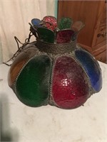 ANTIQUE COLORED SHADE HANGING LAMP