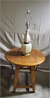 Solid Wood Drop Leaf Side Table & Lamp