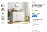 N2017  Homfa 3-Drawer Buffet Cabinet White-Oak