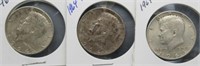 (3) 1964 Kennedy Silver Half Dollars.
