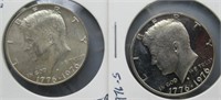 (2) 1976-S Proof Silver Kennedy Half Dollars.