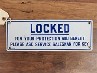 "Locked" Single-Sided Enameled Metal Sign