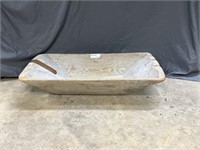 Early 19th Century wooden trough bowl with handle