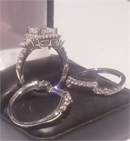 4.50 Ct Princess Engagement Ring wedding set Sz 9