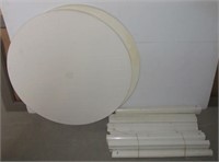 (2) Plastic round tables with legs. Measures 28"