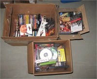 (3) Boxes of DVD's, VHS, and video games