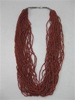 Multi-Strand Coral Beaded SW Necklace
