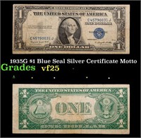 1935G $1 Blue Seal Silver Certificate Grades vf+ M