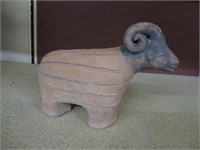 vintage Handmade  Red Ceramic Ram  sheep