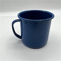Retro powder blue speckled ware Colman mug