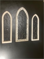 3 piece wood and metal wall art