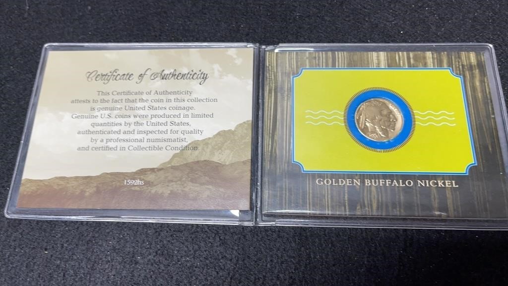 Golden Buffalo Nickel With Certificate