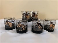 MCM Black / Gold Race Horse Whiskey Glasses