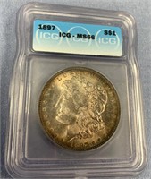 1897 Morgan silver dollar, MS 66 by ICG