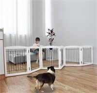 ZJSF Freestanding Foldable Dog Gate Wooden Extra