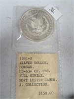 1881-S Morgan Silver Dollar, old Estimate