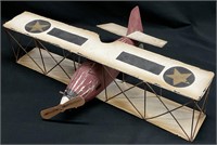 Styled Wood Metal Airplane Sculpture