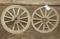 Pair of Wooden Spoke Car Wheels