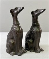 Pair of Cast  Bronze Greyhounds