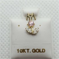 10K YELLOW GOLD CUBIC ZIRCONIA  PENDANT, MADE IN