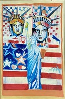 PETER MAX OIL ON CANVAS STATUE OF LIBERTY