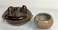 Pottery Covered Dish & Planter