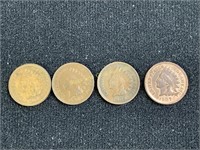 4) Indian cents 1901-(2)1903 & 1907