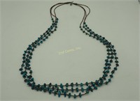 Vtg 30" Turquoise Bead 3 Strand Indian Necklace