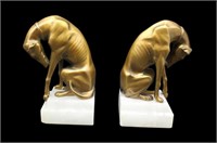 Art Deco Marble Base Greyhound Bookends