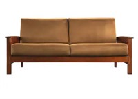 OAK RUST MICROFIBER MISSION SOFA***CONDITION