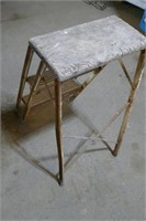 Vintage Wood Stepstool w/ Metal Frame
