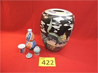 Vintage Japanese Ornate Vase / Sake Set